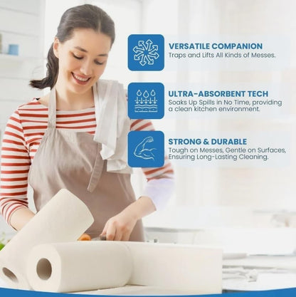 6 Pack Bestin Jumbo Kitchen Roll Towel 2 Ply White Extra Absorbent