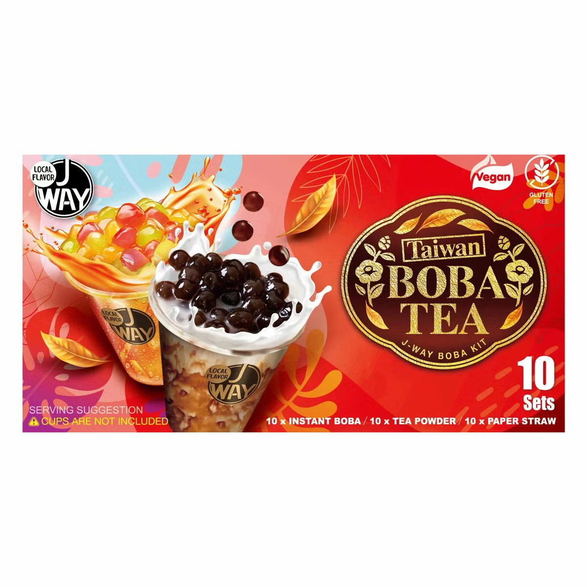 JWAY Taiwan Boba Tea Kit 10 Sets 5 Flavours Instant Bubble Tea Gift Set Bulk