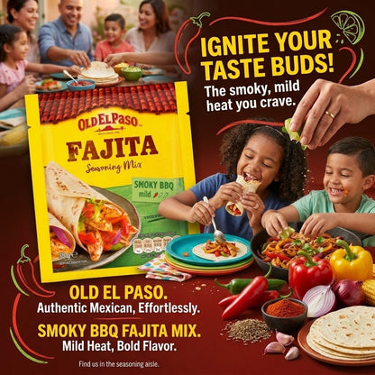 12 x 35g Old El Paso Smoky BBQ Fajita Seasoning Mix Box Bulk Pack Mild Spice