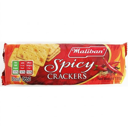 Maliban Spicy Crackers 170g x 10 Pack - Crispy Savoury Spicy Biscuits