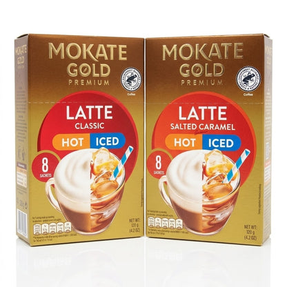 8 Sachets 120g Mokate Gold Premium Salted Caramel Latte Instant Coffee Hot Iced