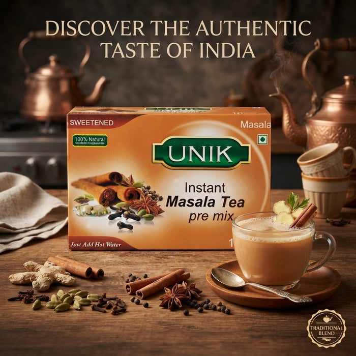 5x Unik Instant Masala Tea Premix Sweetened 10 Sachets 220g Case