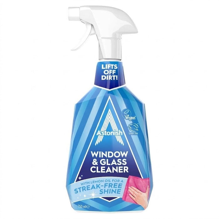 750ml x 6 Astonish Window & Glass Cleaner Spray Lemon Oil Streak Free Shine