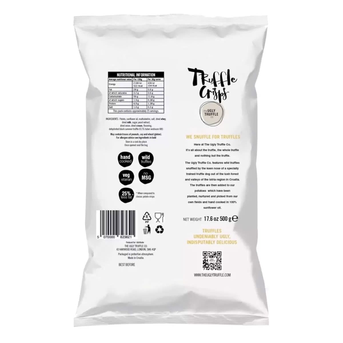 500g Pack  The Ugly Truffle Co. Black Summer Truffle Gourmet Crisps