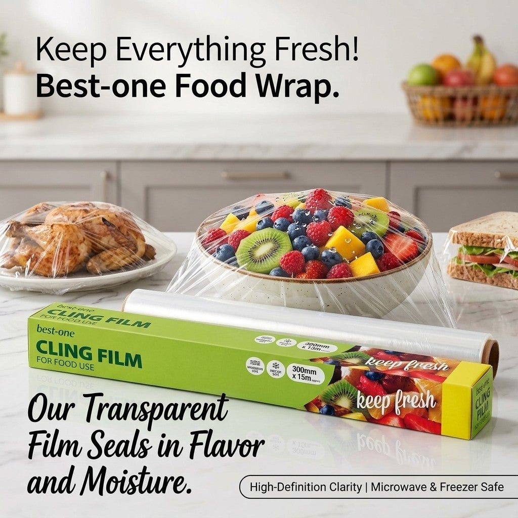 300Mm × 12 Bestone Cling Film 300mm Food Wrap Rolls Catering Kitchen Bulk  Pack