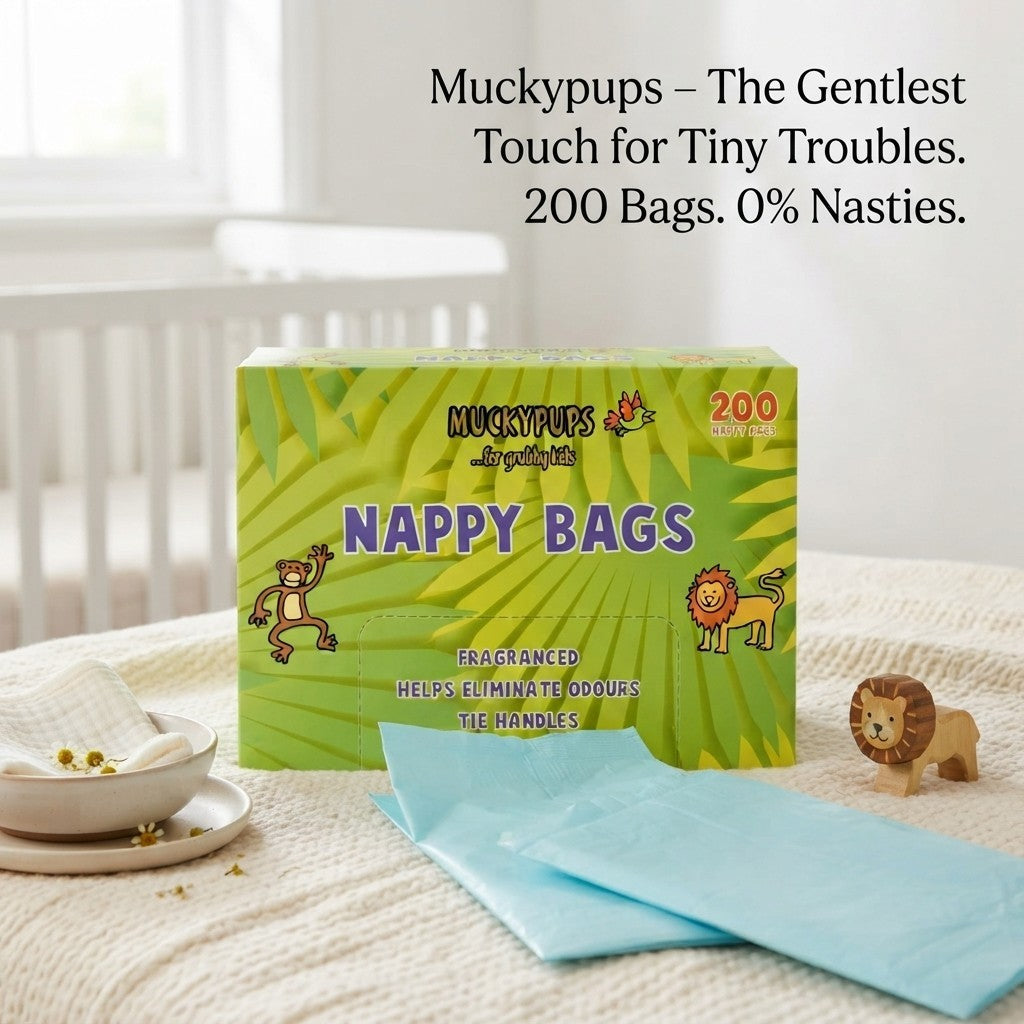 5x 200sets Muckypups Nappy Bags Fragranced with Tie Handles