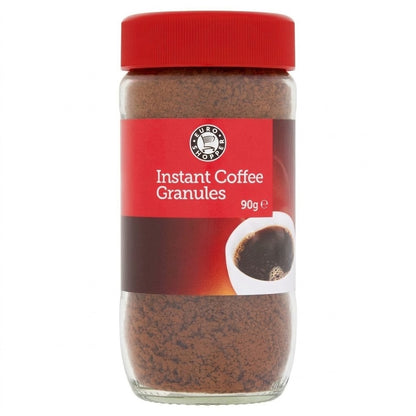 12 x 90g Euro Shopper Instant Coffee Granules Rich Roast Coffee Fast Hot Brew
