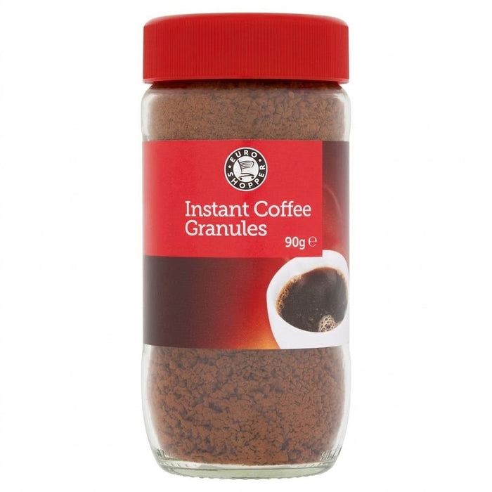 12 x 90g Euro Shopper Instant Coffee Granules Rich Roast Coffee Fast Hot Brew
