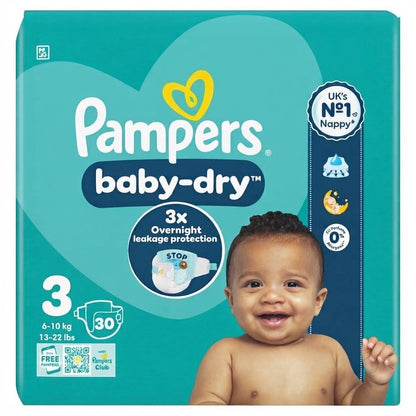 4x 30s Pampers Baby-Dry Nappies Size 3 12h Ultra Protection