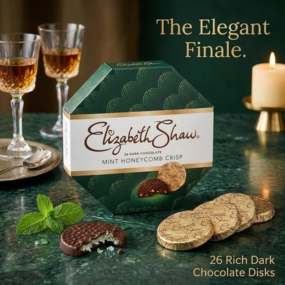 8 x 162g Elizabeth Shaw 26 Pack Dark Chocolate Mint Honeycomb Crisp Vegan Box