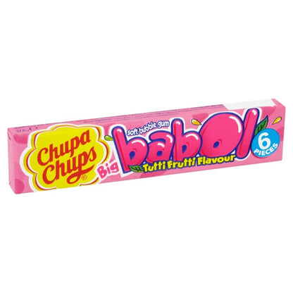 20 Packs x 28g Chupa Chups Big Babol Tutti Frutti Soft Bubble Gum - 6 Pieces