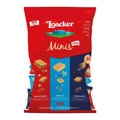 800g Loacker Mini Mix Wafers Assorted – Napolitaner, Vanille & Cremkakao Biscuit