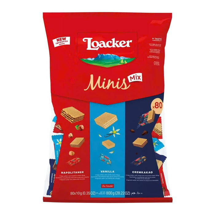 800g Loacker Mini Mix Wafers Assorted – Napolitaner, Vanille & Cremkakao Biscuit