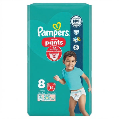 4x 14s Pampers Baby-Dry Nappy Pants Size 8 360 Fit