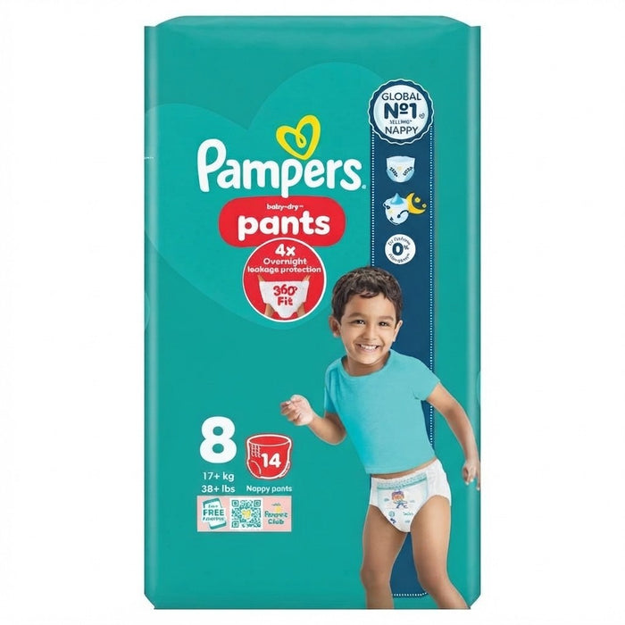 4x 14s Pampers Baby-Dry Nappy Pants Size 8 360 Fit