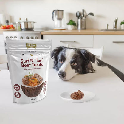 Irish Rover Surf N Turf Beef Dog Treats 1kg High Protein Pet Snack