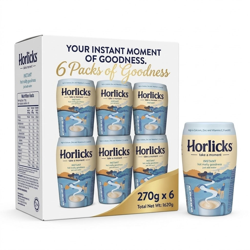 6 x 270g Horlicks Instant Hot Malty Goodness Drink Powder Bulk Pack Box