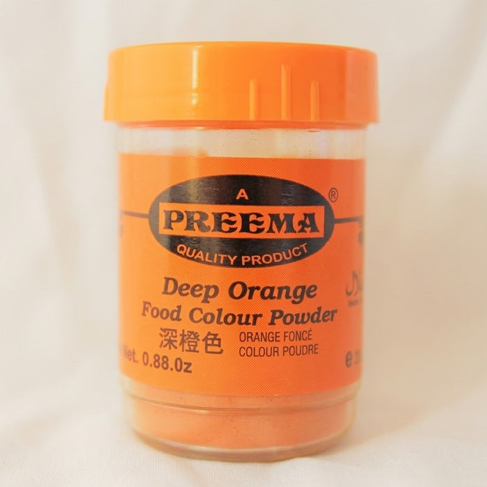 12 x 25g Preema Deep Orange Food Colour Powder | Concentrated Baking Color Pack
