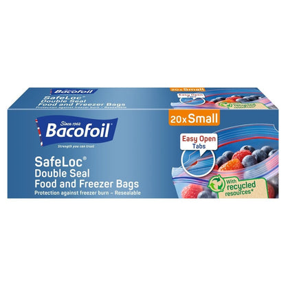20s Pack Bacofoil SafeLoc Double Seal Food Freezer Bags Small 12 Boxes (240