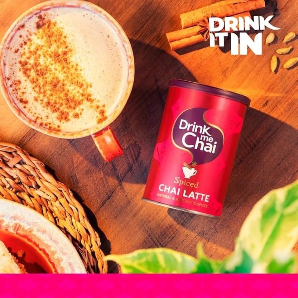 12 x 250ml Drink Me Chai Spiced Chai Latte Ready to Drink Cans Authentic Spices