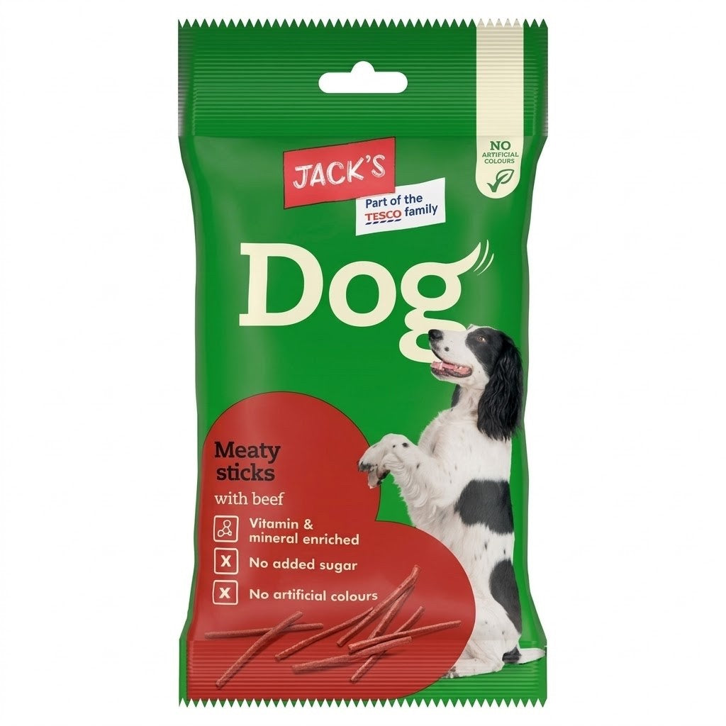 100g x 14 Pack Jack's Dog Meaty Sticks with Beef Dog Treats Snack Pack