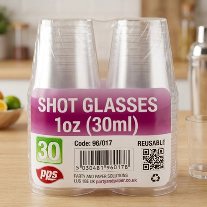 PPS 30ml Clear Plastic Shot Glasses Reusable Catering Barware Sample Cups