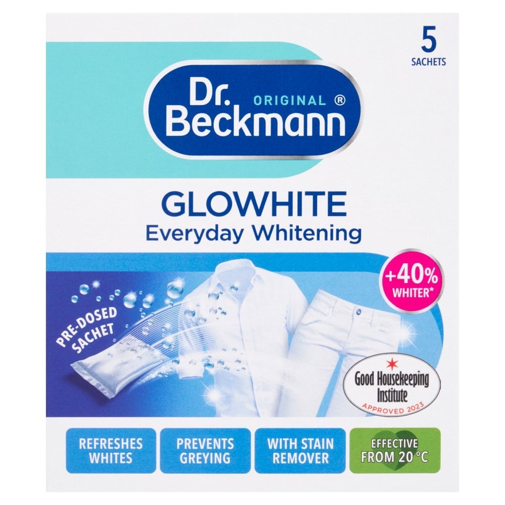 Pack of 5 x 40g Dr. Beckmann Glowhite Everyday Whitening Laundry (200g Total)