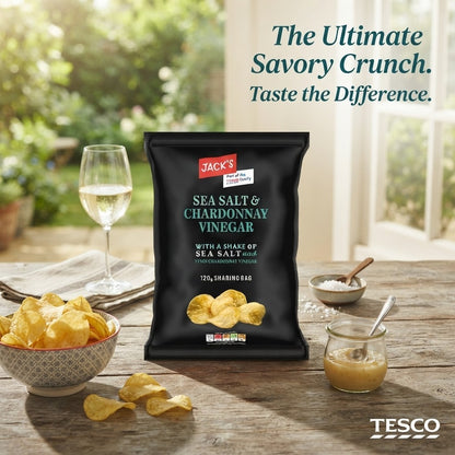 16x 120g Jack's Sea Salt & Chardonnay Vinegar Hand Cooked Crisps