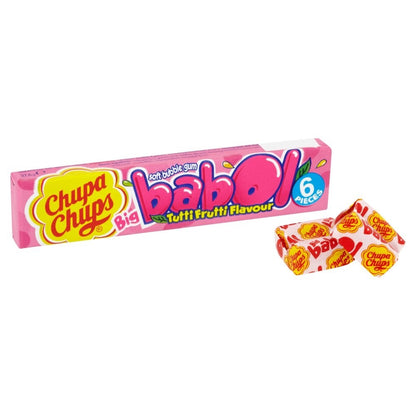 20 Packs x 28g Chupa Chups Big Babol Tutti Frutti Soft Bubble Gum - 6 Pieces