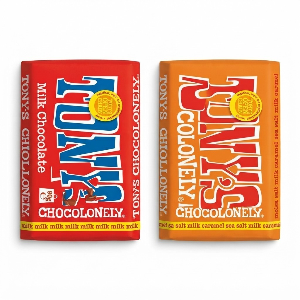 90g Tony's Chocolonely Milk & Caramel Sea Salt Chocolate Bars