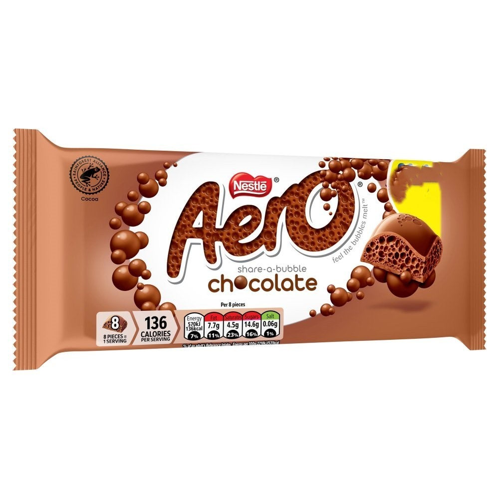 Nestle Aero Chocolate Sharing Bar 90g x 15 Bulk Box - Choice of Flavours