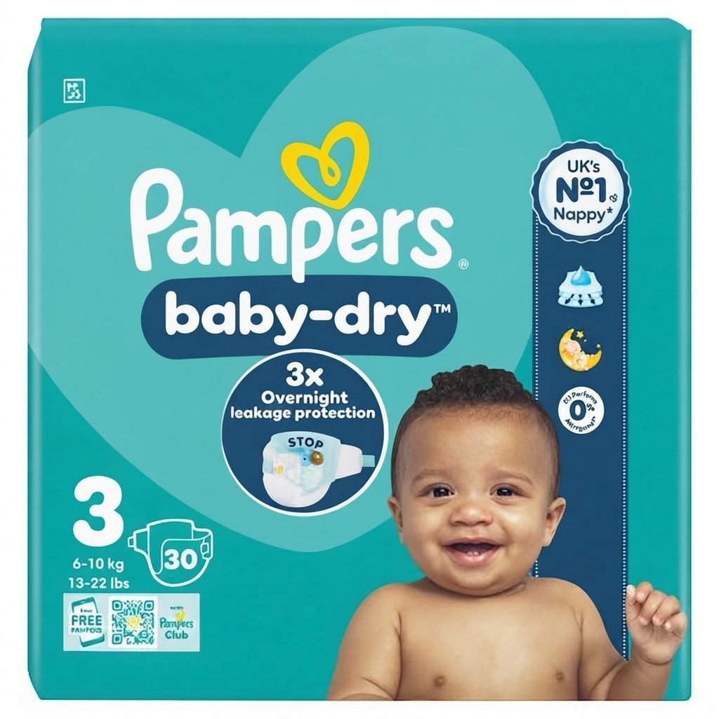 4x Pampers Baby-Dry Size 3 Nappies 30 Pack Case of 4 Multi Pack