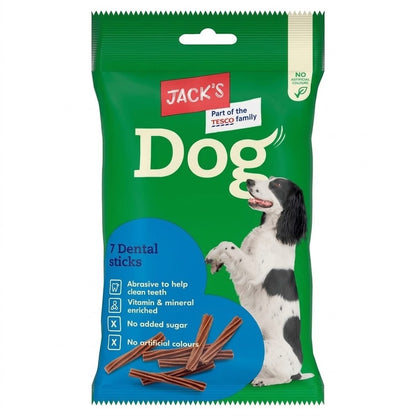 180g Case of 13 Jack's 7 Dog Dental Sticks Chews Teeth Cleaning Dog Treats Bulk