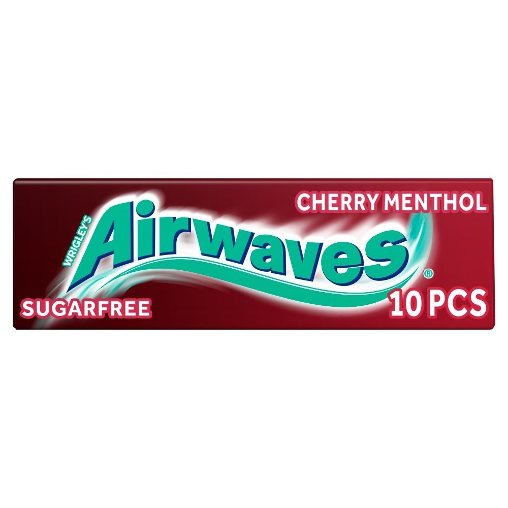 Airwaves Cherry Menthol Sugar Free Chewing Gum Packs 10 Pcs Pocket Size - Bulk