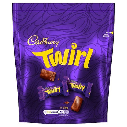 8 x 240g Cadbury Twirl Chocolate Pouch Sharing Bag Bites Sweets