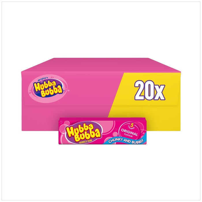 Hubba Bubba Chewing Gum Bubblemint 7g - 5 Pieces - Pack of 20 & 360 Bulk Box