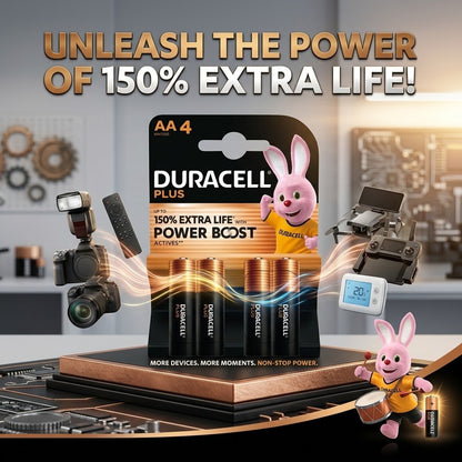 4 Pack Duracell Plus AA Batteries 1.5V Power Boost Alkaline  Bulk