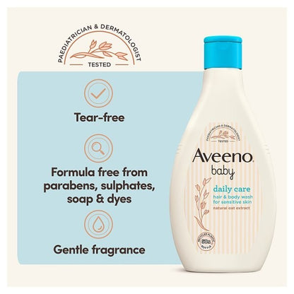 6x 250ml Aveeno Baby Daily Care Hair & Body Wash, Natural Oat Extract