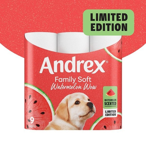 9 Roll × 5 Andrex Family Soft Toilet Roll Watermelon Scented Bulk