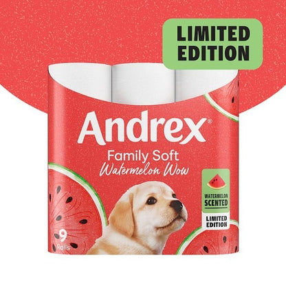 9 Roll × 5 Andrex Family Soft Toilet Roll Watermelon Scented Bulk