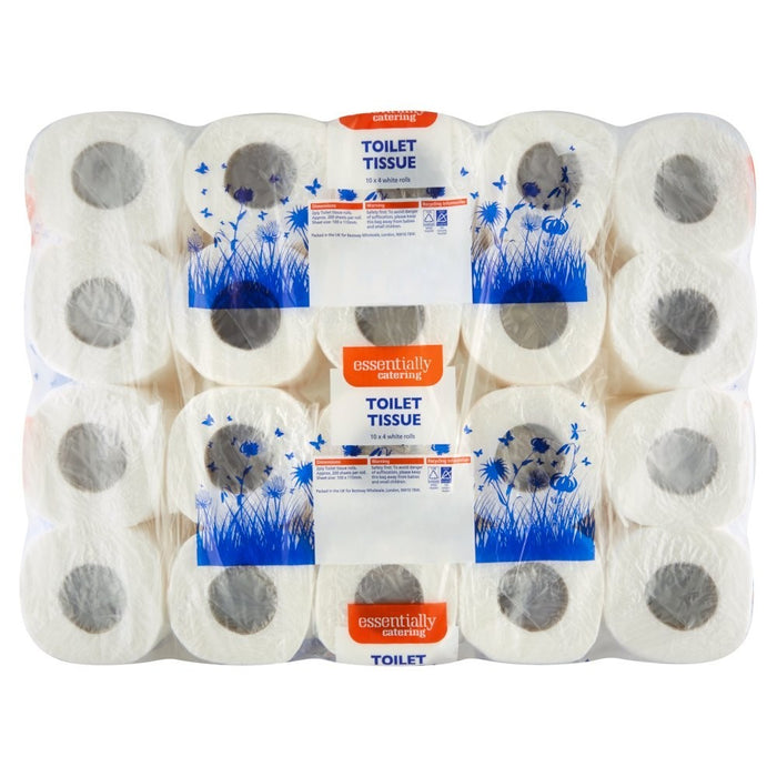 40 Rolls (10x4) Essentially Catering Toilet Tissue 2 Ply White Bulk Pack
