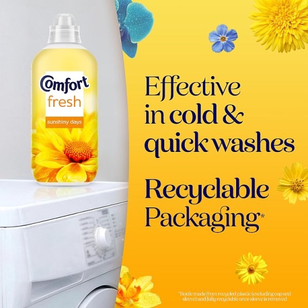 8 Pack 930ml Comfort Fresh Sunshiny Days Fabric Conditioner Softener 248 Washes