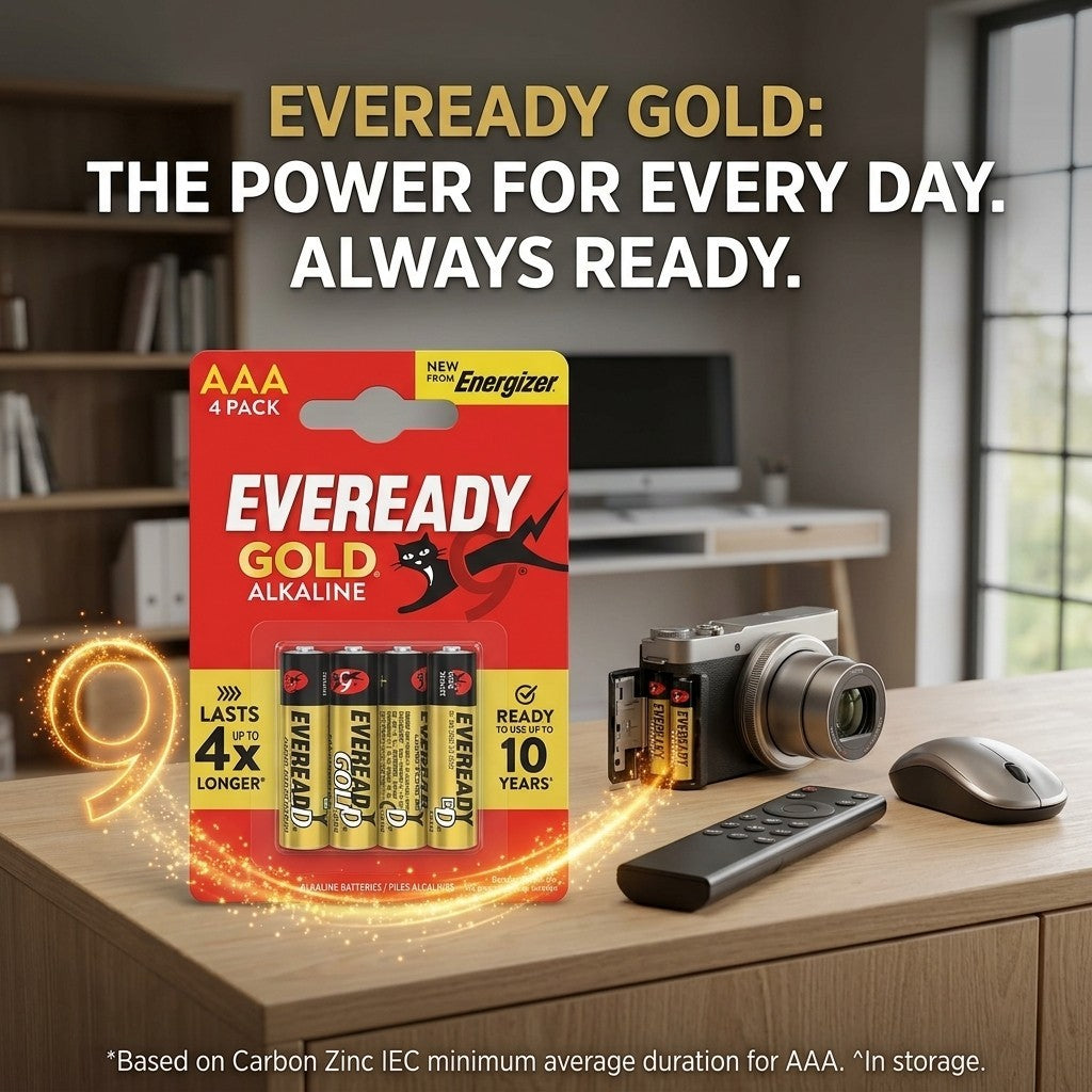 4x Eveready Gold AAA Alkaline Batteries 1.5V 4 Pack Bulk Wholesale