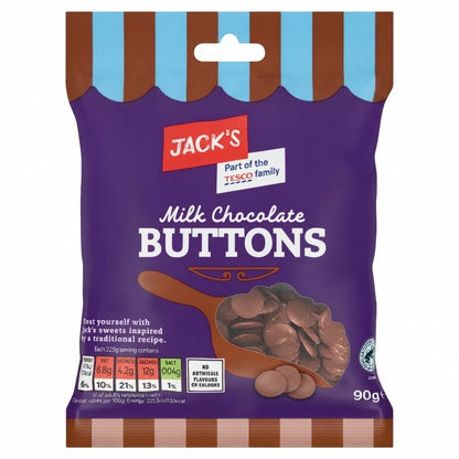 11x 90g Jack's Milk Chocolate Buttons Smooth Milk Chocolate Snacks