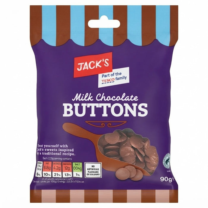 11x 90g Jack's Milk Chocolate Buttons Smooth Milk Chocolate Snacks
