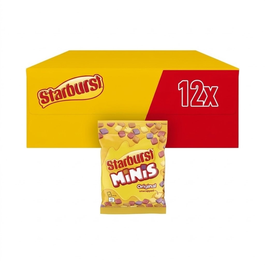 12 x 125g Starburst Minis Vegan Chews Sweets Unwrapped Fruity Pouch Bag Box