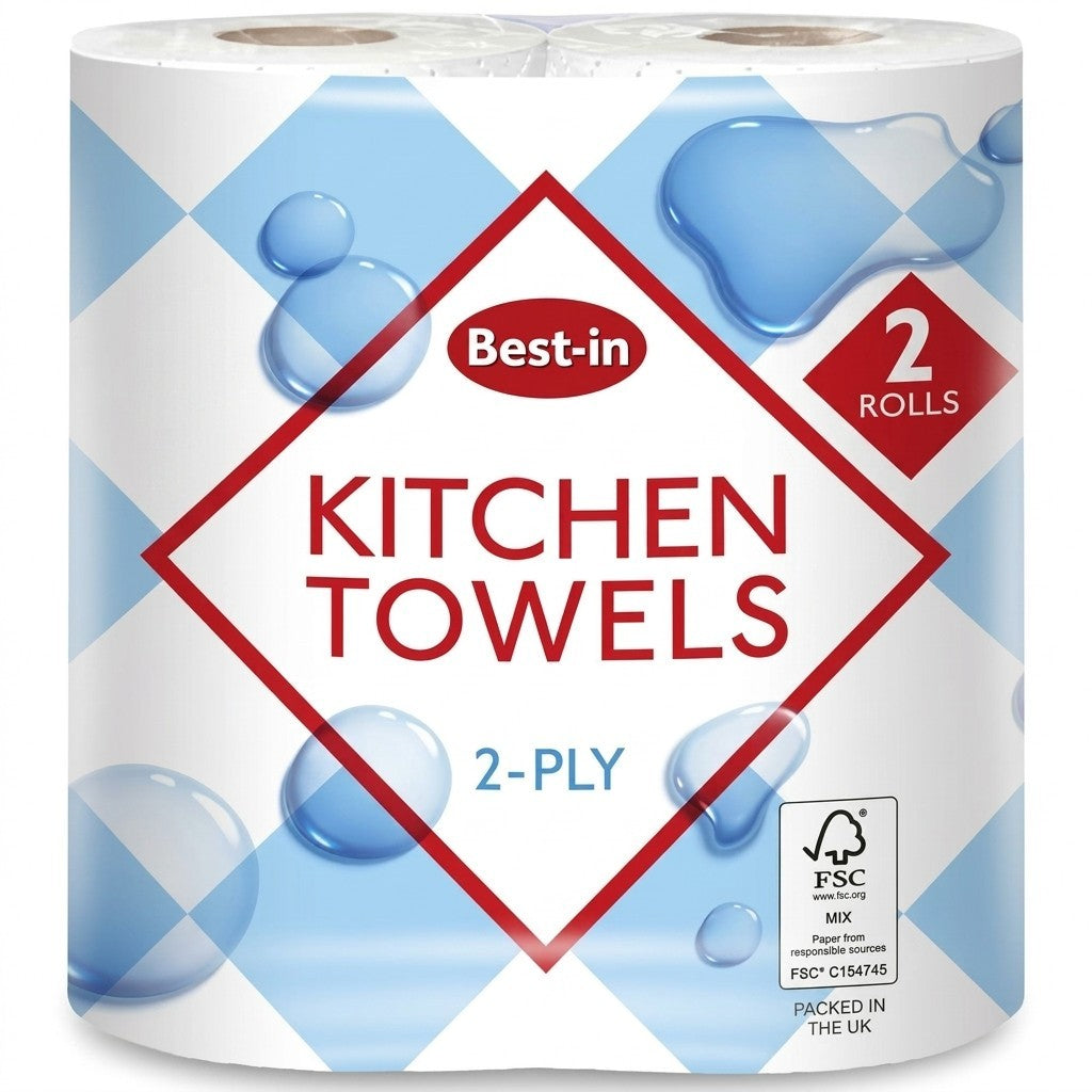 2/4 pack White Kitchen Roll Paper Towels Bulk Pack 2 Ply Absorbent