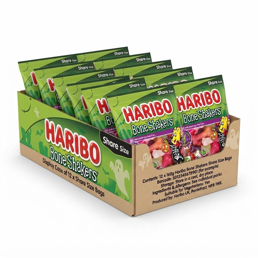 Case of 12 x 140g HARIBO Bone Shakers Fruit Flavour Gums - Bulk Multipack
