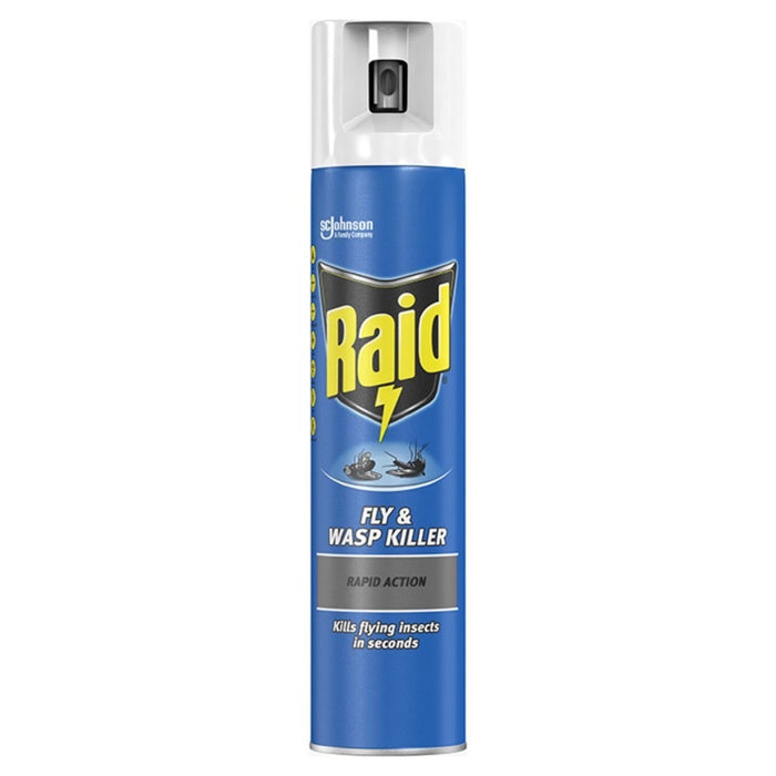 300ml x 6 Raid Rapid Action Wasp, Mosquito & Fly Killer Aerosol Spray
