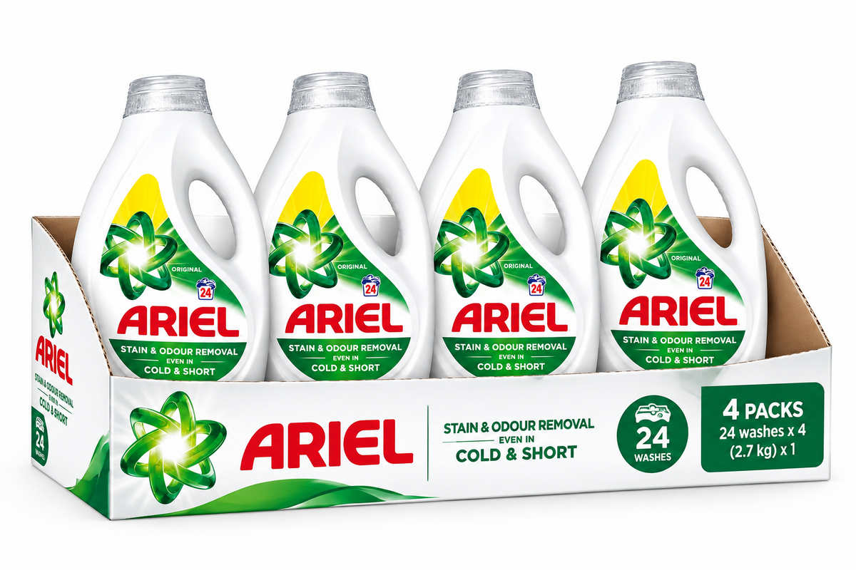 24 Wash × 4 Ariel Washing Liquid Original - Bio Laundry Detergent Liquid
